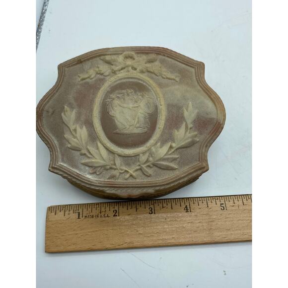 Vintage Incolay Stone Handcrafted‎ Victorian USA Hinged Jewelry Box Trinket 5x3 - Picture 7 of 9